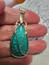 Load image into Gallery viewer, Custom Wire Wrapped AAA+ Amazonite Morefield Mine VA Necklace/Pendant Sterling Silver