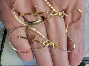 Custom Wire Wrapped Cross Oval Hooped Earrings 14kgf