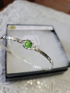 Custom Wire Wrapped Preciosa Paridot Bracelet Size 7 1/2 Sterling Silver