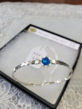 Load image into Gallery viewer, Custom Wire Wrapped Preciosa Blue Bracelet Size 6 1/4 Sterling Silver