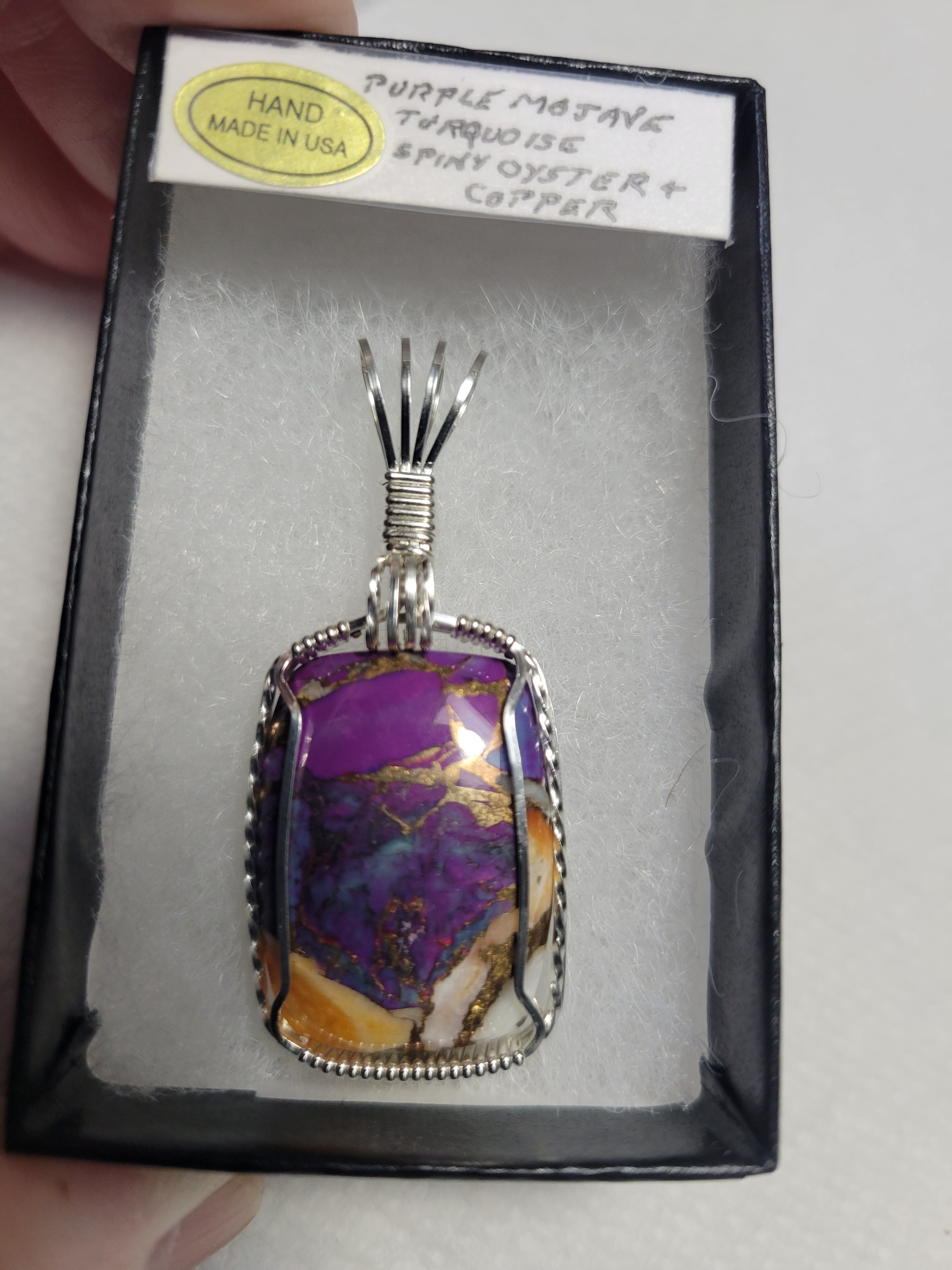 Custom Wire Wrapped Purple Mojave Turquoise Spiny Oyster Copper