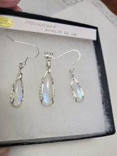 Load image into Gallery viewer, Custom Wire Wrapped Moonstone Set: Earrings Necklace/Pendant Sterling Silver