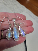 Load image into Gallery viewer, Custom Wire Wrapped Moonstone Set: Earrings Necklace/Pendant Sterling Silver