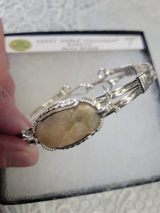 Custom Wire Wrapped Crazy Horse Monument Granite SD Bracelet Size 7 Sterling Silver