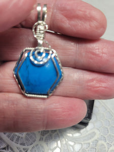 Custom Wire Wrapped Kingman Turquoise Necklace/Pendant Sterling Silver