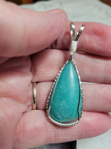 Custom Wire Wrapped AAA+ Amazonite Morefield Mine VA Necklace/Pendant Sterling Silver