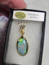 Load image into Gallery viewer, Custom Wire Wrapped Mosaic Opal 8.5 ct. Necklace/Pendant 14kgf Wire One of a Kind