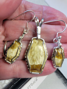 Custom Wire Wrapped Bridewll Stone Set: Earrings Necklace/Pendant Sterling Silver
