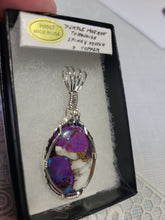 Load image into Gallery viewer, Custom Wire Wrapped Purple Majave Turquoise Spiny Oyster &amp; Copper Necklace/Pendant Sterling Silver