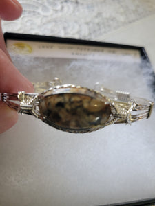 Custom Wire Wrapped Lake Winnipesaukee New Hampshire Granite Bracelet Sterling Silver Size 7