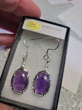 Load image into Gallery viewer, Custom Wire Wrapped Amethyst Earrings Sterling Silver