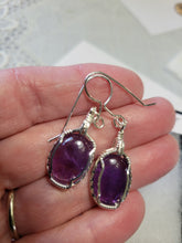 Load image into Gallery viewer, Custom Wire Wrapped Amethyst Earrings Sterling Silver