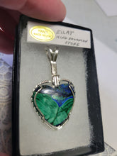 Load image into Gallery viewer, Custom Wire Wrapped Eilat King Solomon Stone Heart Necklace/Pendant Sterling Silver