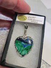 Load image into Gallery viewer, Custom Wire Wrapped Eilat King Solomon Stone Heart Necklace/Pendant Sterling Silver