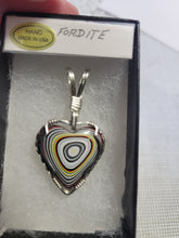 Load image into Gallery viewer, Custom Wire Wrapped Fordite Heart Necklace/Pendant Sterling Silver