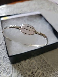 Custom Wire Wrapped Pink Quartz Bracelet Sterling Silver Size 6 3/4