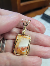Load image into Gallery viewer, Custom Cut Polished &amp; Wire Wrapped Spiney Oyster Necklace/Pendant 14kgf