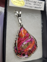 Load image into Gallery viewer, Custom Wire Wrapped Peruvian Pink Opal Spiney Oyster &amp; Bronze Pendant Sterling Silver
