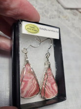 Load image into Gallery viewer, Custom Wire Wrapped Rhodochrosite Earrings Sterling Silver