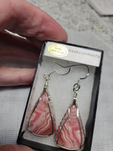 Load image into Gallery viewer, Custom Wire Wrapped Rhodochrosite Earrings Sterling Silver