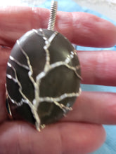 Load image into Gallery viewer, Custom Wire Wrapped polished Hokie Stone Virginia Tech Gray Quarry Necklace/Pendant Sterling Silver