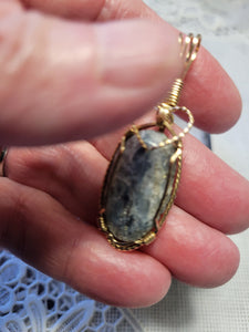 Custom Wire Wrapped Kyanite from Willis Mt. VA Necklace/Pendant 14kgf