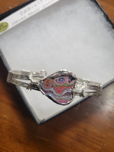 Load image into Gallery viewer, Custom Cut Polished &amp; Wire Wrapped Cadilac Ranch Texas Heart Bracelet Sterling Silver Size 6 1/4