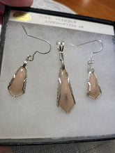 Load image into Gallery viewer, Custom Wire Wrapped Pink Marble Appomattox, VA Set Necklace/Pendant Earrings in Sterling Silver