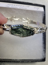 Load image into Gallery viewer, Custom Cut Polished &amp; Wire Wrapped Seraphenite Bracelet Angle Stone Sterling Silver Size 7