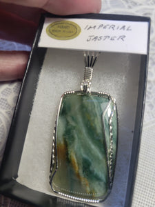 Custom Wire Wrapped Imperial Jasper Necklace/Pendant Sterling Silver