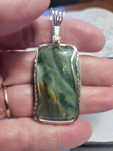 Custom Wire Wrapped Imperial Jasper Necklace/Pendant Sterling Silver