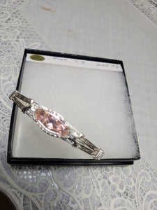 Custom Wire Wrapped Pink CZ Bracelet Size 7 1/4 Sterling Silver