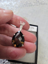 Load image into Gallery viewer, Custom Wire Wrapped 13 ct Faceted Smokey Quartz Necklace/Pendant Sterling Silver