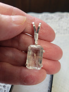Custom Wire Wrapped Faceted Rutilated Quartz 14 ct Necklace/Pendant Sterling Silver
