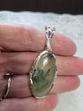 Load image into Gallery viewer, Custom Wire Wrapped Prehnite Northern VA Necklace/Pendant Sterling Silver