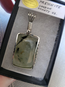 Custom Wire Wrapped Prehnite Northern VA Necklace/Pendant Sterling Silver