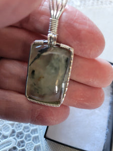 Custom Wire Wrapped Prehnite Northern VA Necklace/Pendant Sterling Silver