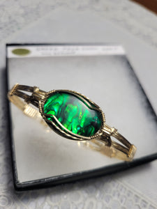 Custom Wire Wrapped Green Paua Shell Bracelet Size 7 14kgf