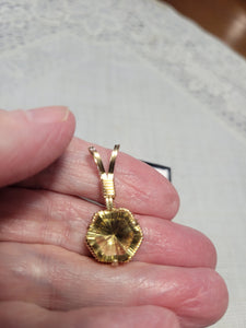 Custom Wire Wrapped Faceted Citrine 5.5 cts. Necklace/Pendant 14kgf