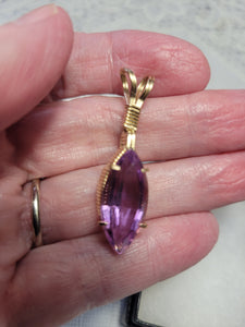Custom Wire Wrapped Faceted Amethyst 14kgf Necklace/Pendant