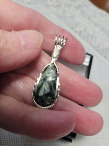 Custom Wire Wrapped Seraphenite (Angel Stone) Necklace/Pendant Sterling Silver