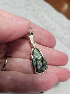 Custom Wire Wrapped Seraphenite (Angel Stone) Necklace/Pendant Sterling Silver