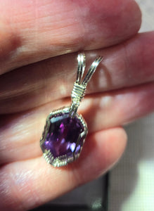 Custom Wire wrapped Faceted Natural Alexandrite 9.4 ct. Necklace/Pendant Sterling Silver
