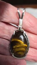 Load image into Gallery viewer, Custom Wire Wrapped Tiger Eye Necklace/Pendant Sterling Silver