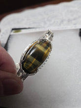 Load image into Gallery viewer, Custom Wire Wrapped Tiger Eye Bracelet Sterling Silver Size 7 1/4
