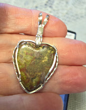 Load image into Gallery viewer, Custom Wire Wrapped Metabasalt Heart Necklace/Pendant Sterling Silver