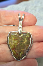 Load image into Gallery viewer, Custom Wire Wrapped Metabasalt Heart Necklace/Pendant Sterling Silver