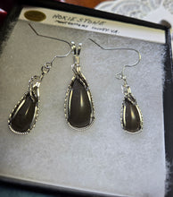 Load image into Gallery viewer, Custom Wire Wrapped Hokie Stone From Virginia Tech Gray Quarry Set: Earrings Necklace Pendant Sterling Silver