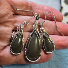 Load image into Gallery viewer, Custom Wire Wrapped Hokie Stone From Virginia Tech Gray Quarry Set: Earrings Necklace Pendant Sterling Silver