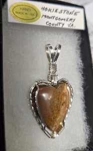 Custom Wire Wrapped Pink Hokie Stone From Virginia Tech Pink Quarry Heart Necklace/Pendant Sterling Silver